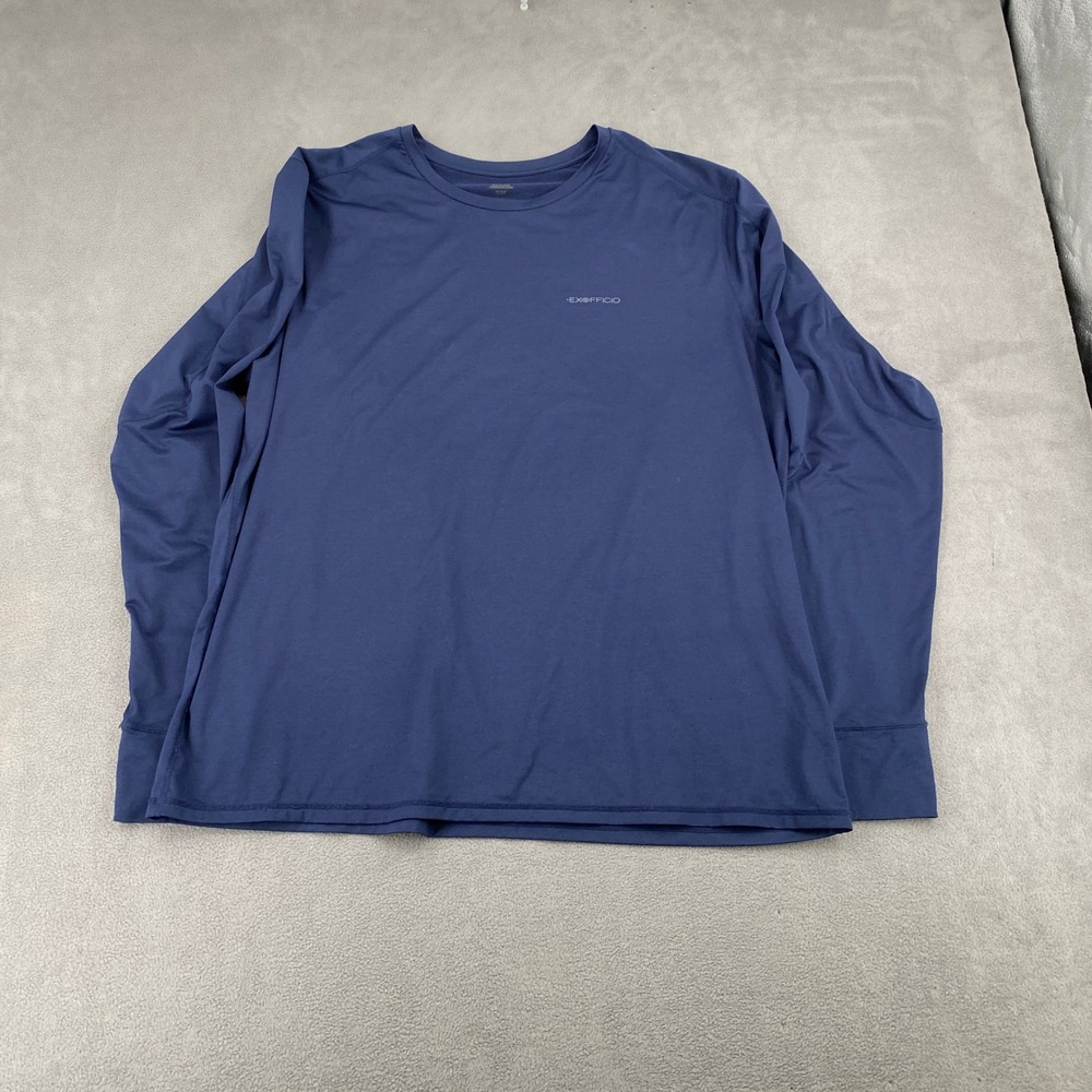 ExOfficio Mens Sol Cool Long Sleeve Performance Shirt Navy Blue 2XL Thumbholes